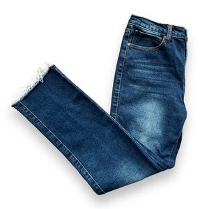 Kendall & Kylie Women’s Kouture High Rise Frayed Hem Straight Jeans Size 13/14